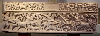 Sarcophagus showing a hunt by Roman